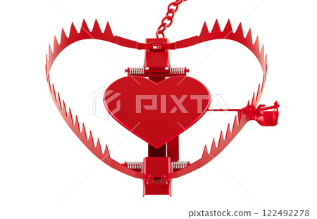 Heart shaped trap, love trap concept. 3D rendering Heart shaped trap, love trap concept. 3D rendering 122492278