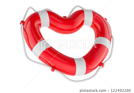 Lifebuoy in shaped heart, 3D rendering Lifebuoy in shaped heart, 3D rendering 122492280