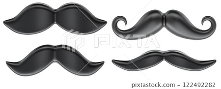 Moustache Silhouette. Different mustache collection. 3D rendering Moustache Silhouette. Different mustache collection. 3D rendering 122492282