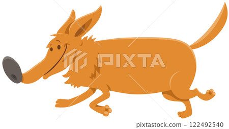 funny running yellow dog cartoon animal character 122492540
