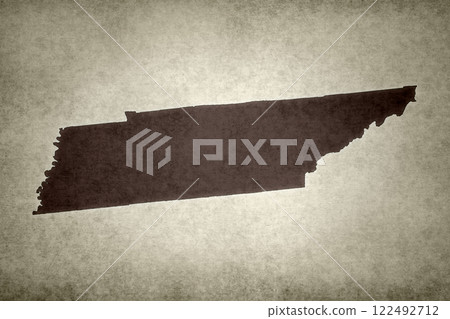 Map of Tennessee printed on a paper 122492712