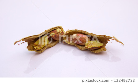 Rotten Peanut, Groundnut, Goober, in Shell, Isolated on White Background, Close-Up 122492758