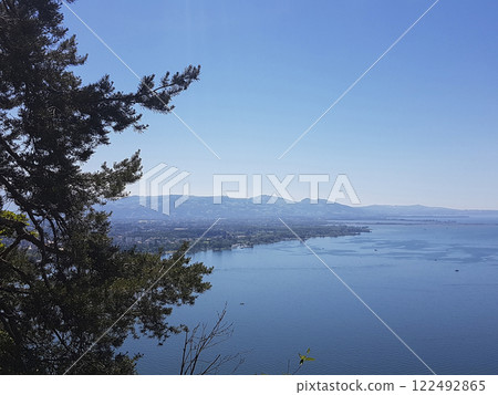 Panoramic view from Pfander mountain to lake Bodensee, Vorarlberg, Austria Panoramic view from Pfander mountain to lake Bodensee, Vorarlberg, Austria 122492865