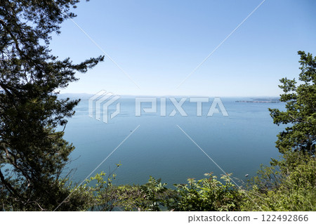 Panoramic view from Pfander mountain to lake Bodensee, Vorarlberg, Austria 122492866
