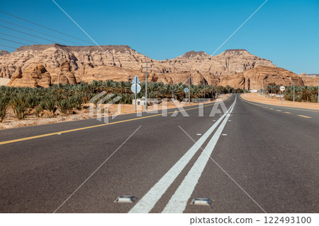Scenic Road Through AlUlas Majestic Rock Formations Saudi Arabia Scenic Road Through AlUlas Majestic Rock Formations Saudi Arabia 122493100
