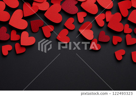 background red paper hearts on a black background 122493323
