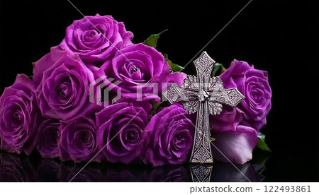Purple rose and cross 122493861