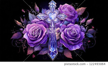 Purple rose and cross 122493864