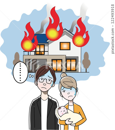 一對夫婦擔心火災的插圖 122493918