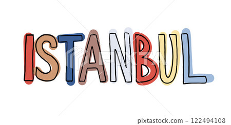 Colorful and artistic typography spelling Istanbul. Perfect for travel, modern, or cultural illustration themes 122494108