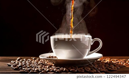 Pouring hot coffee into a cup 122494347