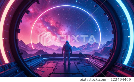 Exploring the Unknown from a Spaceship Window 122494469