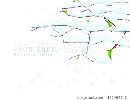 雪落在樹枝上的真實插圖 | 冬季風景 122494542