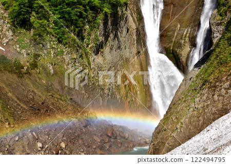 Fresh green Shomyo Falls and rainbow 122494795