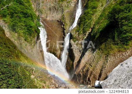 Fresh green Shomyo Falls and rainbow Fresh green Shomyo Falls and rainbow 122494813