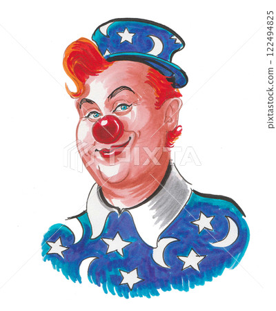 Happy clown. Hand drawn watercolour illustration 122494825