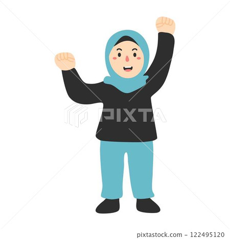 cute muslimah wearing hijab illustration 122495120