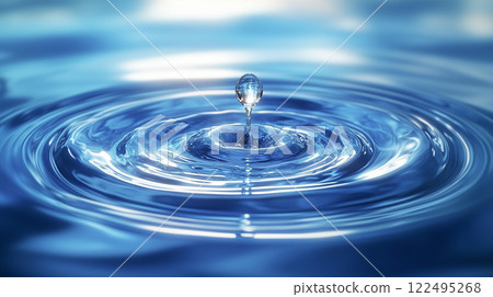 Ripples created by a drop of water falling on the water surface 122495268