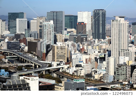 The Fine Tower Otemae, Osaka, Tenmabashi, View from the lounge of the tower apartment, Osaka Castle, Tenmabashi, Kyobashi, 122496073