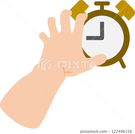 Graphic material illustration of trying to stop the alarm clock 122496158