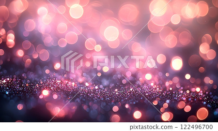 Pink sparkling glitter and ball bokeh background 122496700