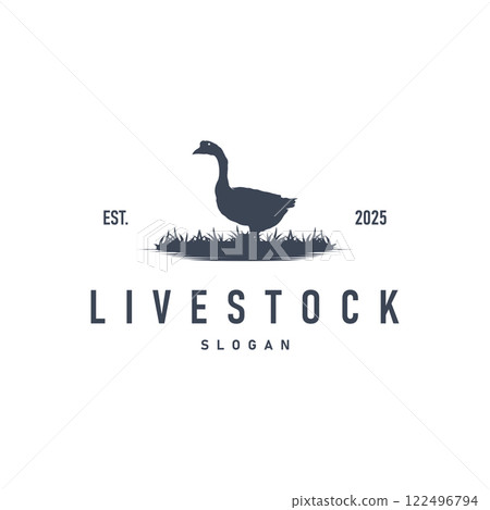 farm design with black silhouette concept duck animal logo livestock symbol simple illustration template farm design with black silhouette concept duck animal logo livestock symbol simple illustration template 122496794
