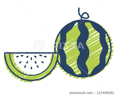 手繪風格可愛西瓜插畫 122496982