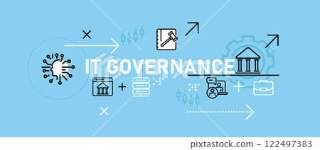 IT Governance conceptual government digital law rights network safety policy connection rules administration data technology support cybersecurity concept design icon outline set collection IT Governance conceptual government digital law rights network safety policy connection rules administration data technology support cybersecurity concept design icon outline set collection 122497383