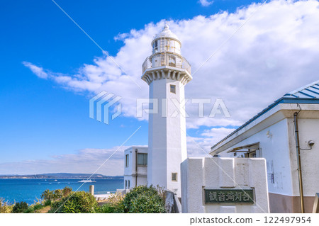 Yokosuka cityscape in Japan - Directions to Kannonzaki Lighthouse at Kannonzaki - Arrival, ships and other things can be seen in the background Yokosuka cityscape in Japan - Directions to Kannonzaki Lighthouse at Kannonzaki - Arrival, ships and other things can be seen in the background 122497954