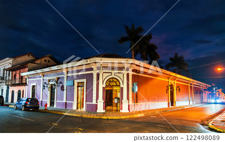 Traditional colorful Spanish colonial architecture of Granada. Nicaragua, Central America 122498089