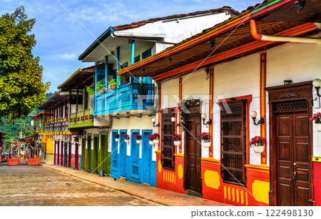 Vibrant colonial architecture in the historic old town of Jardin, Antioquia, Colombia Vibrant colonial architecture in the historic old town of Jardin, Antioquia, Colombia 122498130