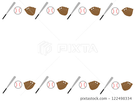 [Baseball] Ball, bat and glove frame 122498334