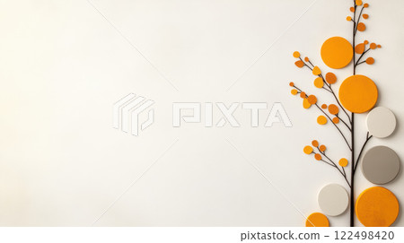 Geometric tree design with circles and branches in orange and gray tones Geometric tree design with circles and branches in orange and gray tones 122498420