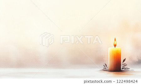 hand drawn candle with warm flame, surrounded by soft colors hand drawn candle with warm flame, surrounded by soft colors 122498424