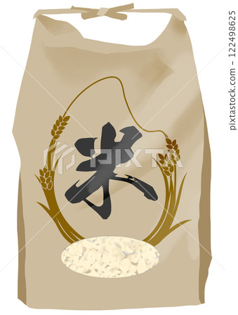 裝滿新米的米袋插圖 122498625