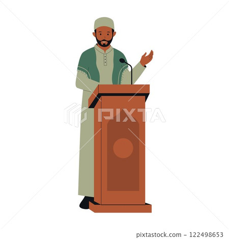 Illustration of Muslim Imam Giving Friday Speech in Mosque Illustration of Muslim Imam Giving Friday Speech in Mosque 122498653