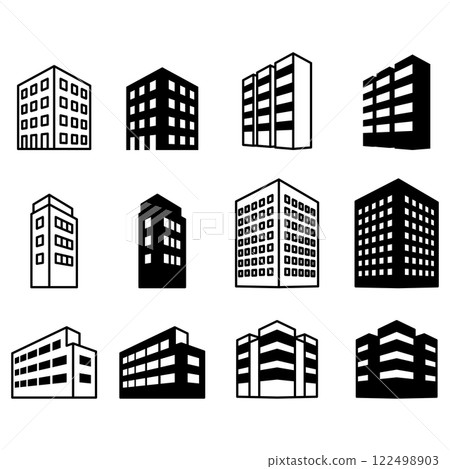 building vector line art icon set-插圖素材 [122498903] - PIXTA圖庫