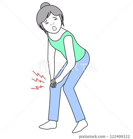 Woman holding her knee in pain Woman holding her knee in pain 122499122