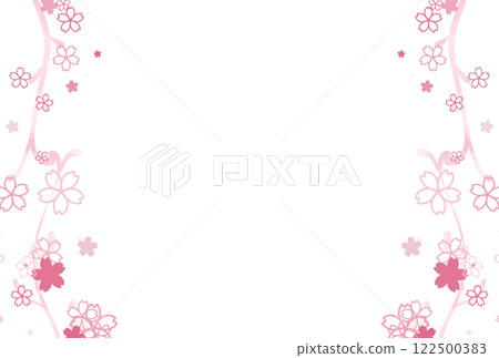 Blue-pink cute cherry blossom and arabesque frame 122500383