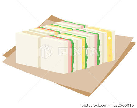 紙巾上的方形三明治插圖 122500810