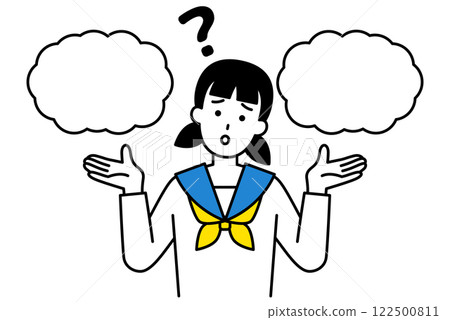 A female student is confused between two options A female student is confused between two options 122500811