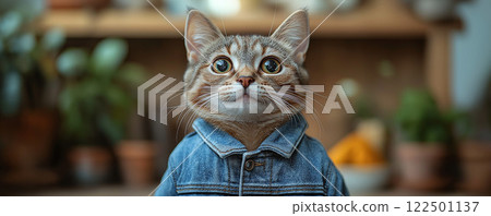 Cute cat in clothes 122501137