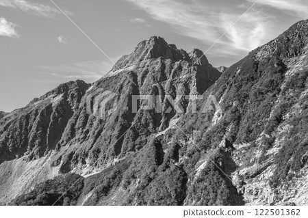 Climbing Mount Yari, one of Japan's 100 famous mountains; View of Mount Kitahotaka from Tengu Col; for newspaper advertisement 122501362