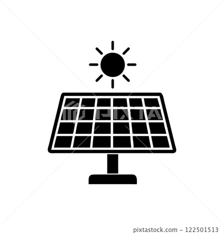 Solar panel energy with sunlight silhouette vector art illustration design template 122501513