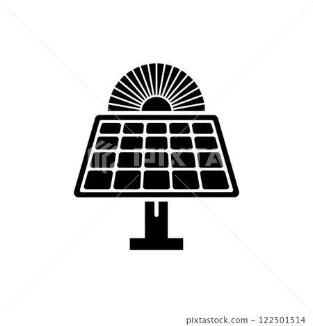 Solar panel energy with sunlight silhouette vector art illustration design template Solar panel energy with sunlight silhouette vector art illustration design template 122501514