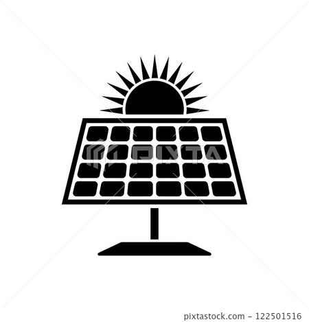 Solar panel energy with sunlight silhouette vector art illustration design template Solar panel energy with sunlight silhouette vector art illustration design template 122501516