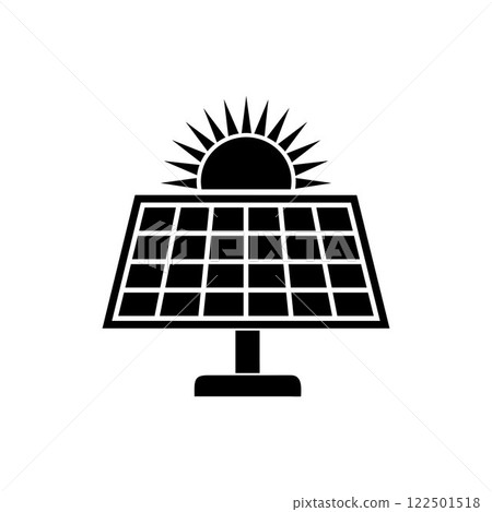 Solar panel energy with sunlight silhouette vector art illustration design template 122501518
