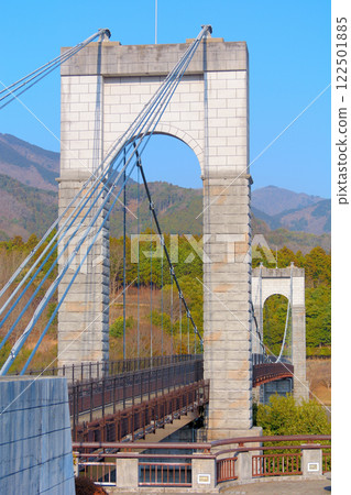 關東、戶川公園、梅花和櫻花、可以欣賞春天櫻花的公園地標、風之吊橋、神奈川縣秦野市（2） 122501885