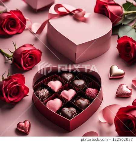 情人節與紅玫瑰與巧克力 122502057