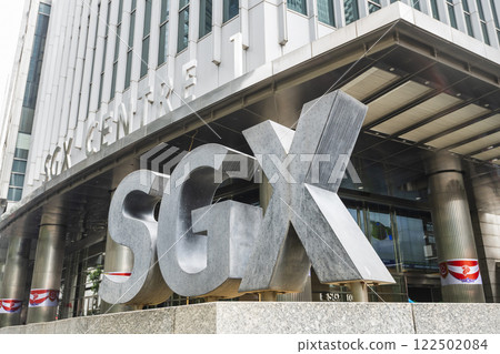 Low-angle view of the SGX Centre 1 building in Singapore. Singapore Exchange Limited (SGX Group) is a Singapore-based exchange conglomerate. 122502084